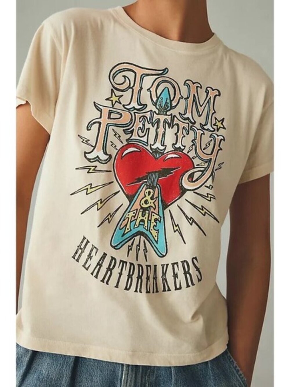 Letluv Tom Petty The Heartbreakers Graphic Color Natural T-Shirt